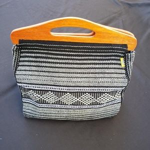 Recycled wooden handle handmade artisan bag